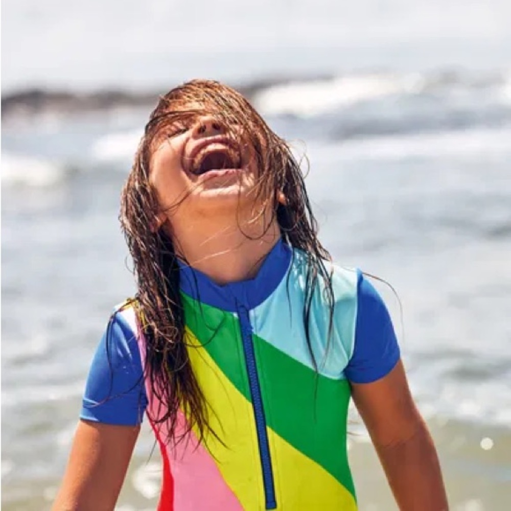 Mini Boden Multi Rainbow Swimsuits Girls - Picture 3 of 12